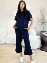 Load image into Gallery viewer, Double Take Full Size Texture Short Sleeve Top and Pants Set