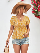 Load image into Gallery viewer, Floral Petal Sleeve Babydoll Top