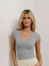 Load image into Gallery viewer, Scoop Neck Cap Sleeve T-Shirt