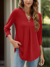 Load image into Gallery viewer, Notched Three-Quarter Sleeve T-Shirt