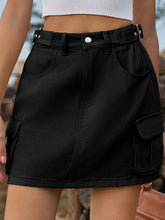 Load image into Gallery viewer, Adjustable Waist Denim Skirt with Pockets