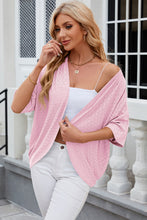 Load image into Gallery viewer, Eyelet Open Front Half Sleeve Cardigan