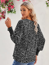 Load image into Gallery viewer, Printed V-Neck Lantern Sleeve Blouse