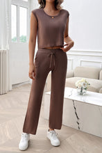 Load image into Gallery viewer, Ribbed Round Neck Top and Pants Set