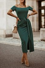Load image into Gallery viewer, Slit Short Sleeve Wrap Dress