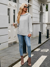 Load image into Gallery viewer, Ribbed Drawstring Long Sleeve Hoodie