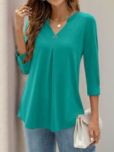 Load image into Gallery viewer, Notched Three-Quarter Sleeve T-Shirt