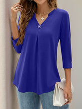 Load image into Gallery viewer, Notched Three-Quarter Sleeve T-Shirt