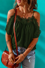 Load image into Gallery viewer, Spaghetti Strap Cold-Shoulder Lace Trim Blouse