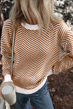 Load image into Gallery viewer, Striped Round Neck Long Sleeve Sweater