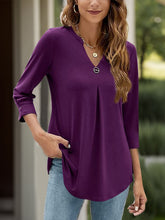 Load image into Gallery viewer, Notched Three-Quarter Sleeve T-Shirt