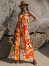 Load image into Gallery viewer, Tied Printed Tube Wide Leg Jumpsuit