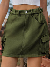 Load image into Gallery viewer, Adjustable Waist Denim Skirt with Pockets