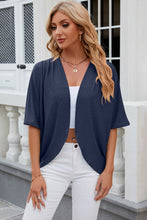 Load image into Gallery viewer, Eyelet Open Front Half Sleeve Cardigan