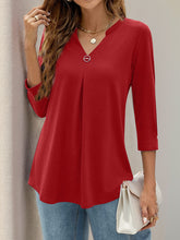 Load image into Gallery viewer, Notched Three-Quarter Sleeve T-Shirt