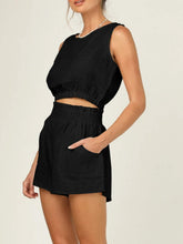 Load image into Gallery viewer, Round Neck Sleeveless Top and Shorts Set