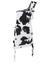 Load image into Gallery viewer, Ruffled Tie-Dye Single Shoulder Mini Dress