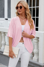 Load image into Gallery viewer, Eyelet Open Front Half Sleeve Cardigan