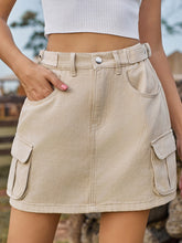 Load image into Gallery viewer, Adjustable Waist Denim Skirt with Pockets