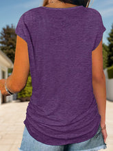 Load image into Gallery viewer, Full Size Half Zip Cap Sleeve T-Shirt