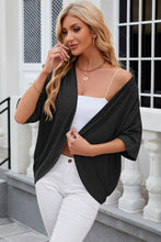 Load image into Gallery viewer, Eyelet Open Front Half Sleeve Cardigan