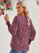 Load image into Gallery viewer, Printed V-Neck Lantern Sleeve Blouse