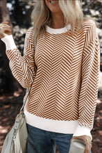 Load image into Gallery viewer, Striped Round Neck Long Sleeve Sweater