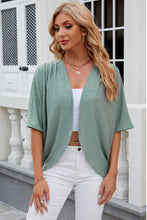 Load image into Gallery viewer, Eyelet Open Front Half Sleeve Cardigan