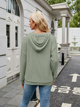 Load image into Gallery viewer, Ribbed Drawstring Long Sleeve Hoodie