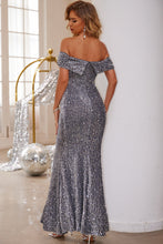 Load image into Gallery viewer, Sequin Off-Shoulder Wrap Dress