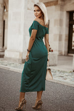 Load image into Gallery viewer, Slit Short Sleeve Wrap Dress