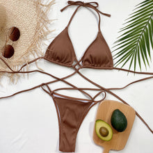 Load image into Gallery viewer, Halter Neck Crisscross Ribbed Bikini Set