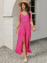 Load image into Gallery viewer, V-Neck Wide Strap Slit Jumpsuit