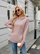 Load image into Gallery viewer, Ribbed Drawstring Long Sleeve Hoodie