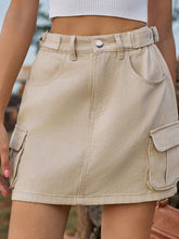 Load image into Gallery viewer, Adjustable Waist Denim Skirt with Pockets