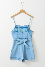 Load image into Gallery viewer, Tied Spaghetti Strap Denim Romper