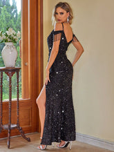 Load image into Gallery viewer, Fringe Slit Spaghetti Strap Dress