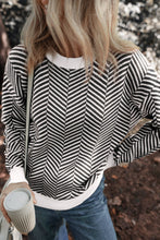 Load image into Gallery viewer, Striped Round Neck Long Sleeve Sweater