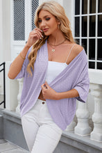 Load image into Gallery viewer, Eyelet Open Front Half Sleeve Cardigan