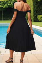 Load image into Gallery viewer, Pleated Off-Shoulder Midi Dress