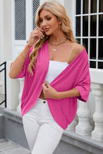 Load image into Gallery viewer, Eyelet Open Front Half Sleeve Cardigan