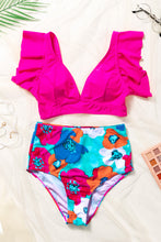 Load image into Gallery viewer, Cropped Swim Top and Floral Bottoms Set