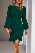 Load image into Gallery viewer, Ruched Ruffled Balloon Sleeve Mini Dress
