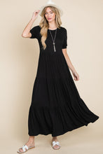 Load image into Gallery viewer, BOMBOM Short Sleeve Tiered Maxi Dress