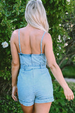 Load image into Gallery viewer, Tied Spaghetti Strap Denim Romper