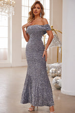 Load image into Gallery viewer, Sequin Off-Shoulder Wrap Dress
