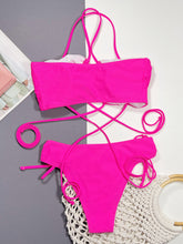 Load image into Gallery viewer, Halter Neck Drawstring Detail Bikini Set