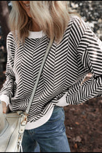 Load image into Gallery viewer, Striped Round Neck Long Sleeve Sweater