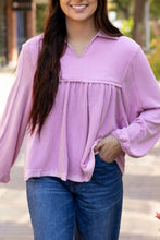 Load image into Gallery viewer, Corded Johnny Collar Long Sleeve Babydoll Blouse