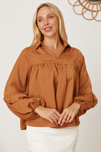 Load image into Gallery viewer, Balloon Sleeve Collared Neck Blouse